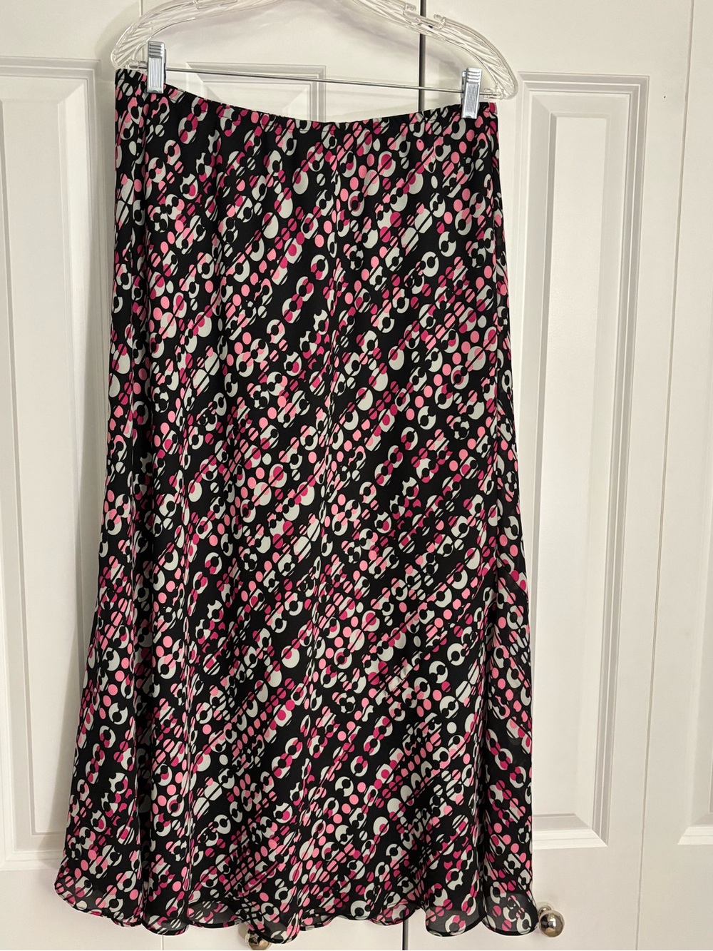 Lane Bryant Abstract Pink Black Midi Skirt 14/16 Pull On